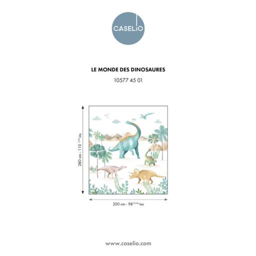 Utazás a Jura korba ahol különféle dínók társaságát élvezheted "M" méret fehér zöld kék és sokszínű tónus falpanel