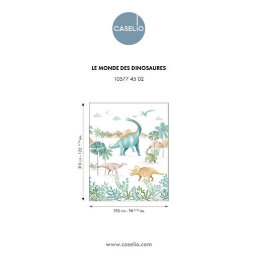 Utazás a Jura korba ahol különféle dínók társaságát élvezheted "L" méret fehér zöld kék és sokszínű tónus falpanel