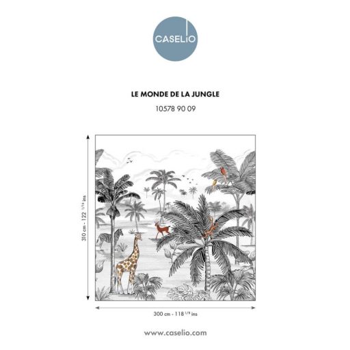 Panoráma pillanatfelvétel egy trópusi kalandról a dzsungel mélyén "L" méret fehér fekete barna és sárga tónus falpanel