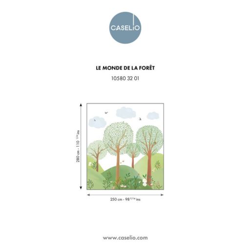 Varázslatos és mesebeli erdei táj panorámája "M" méret fehér zöld barna és sokszínű tónus falpanel