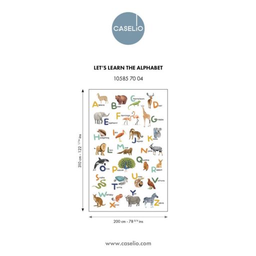 Játékos angol ABC tanulás állati illusztrációkkal "L" méret fehér és sokszínű tónus falpanel