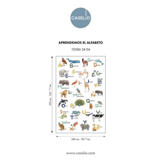 Játékos spanyol ABC tanulás állati illusztrációkkal "L" méret fehér és sokszínű tónus falpanel