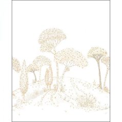   Svéd táj ihlette stilizált grafikus erdő panorámaképe "M" méret fehér bézs sárgásbézs szürke és arany tónus falpanel