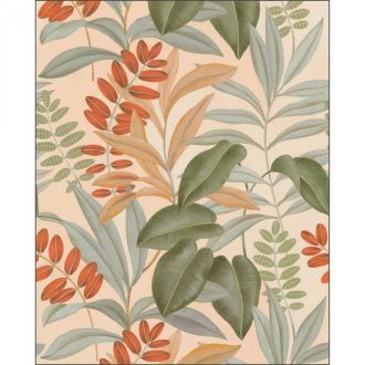   Zöldek földszínek és lenyűgöző nagyformátumú növények levelek napsütötte panoráma "S" méret bézs zöld és sokszínű tónus falpanel