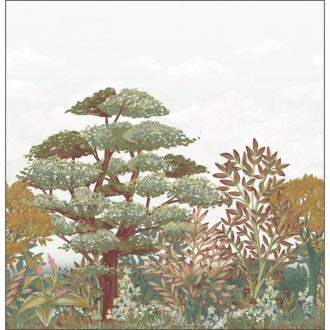   Művészi ihletésű akvarell festésű kanadai juharfák panorámája "S" méret fehér zöld barna és sokszínű tónus falpanel