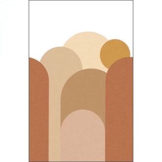   Elegáns római kori boltívekre emlékeztető geometrikus grafikus panoráma "L" méret fehér bézs barna sárga és vörösesbarna falpanel