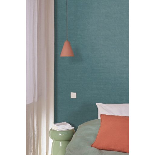 Természetes és tökéletes raffia textúra egyszínű minta kék/azúrkék és szürkéskék tónus tapéta