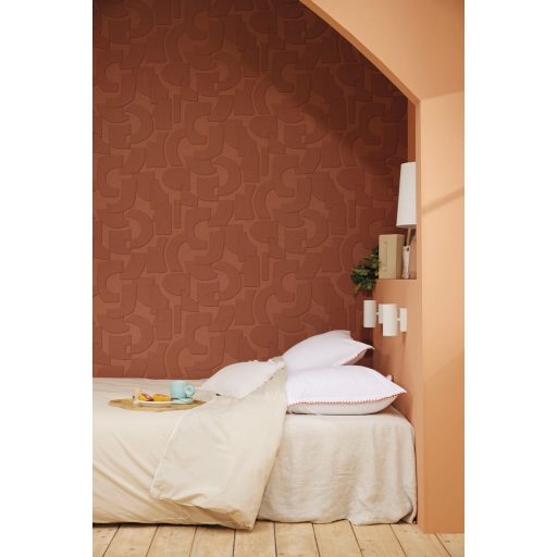 Az illúzió mestere! A természet nyers szépsége geometrikus formák 3D mintája sienai vörös tónus tapéta