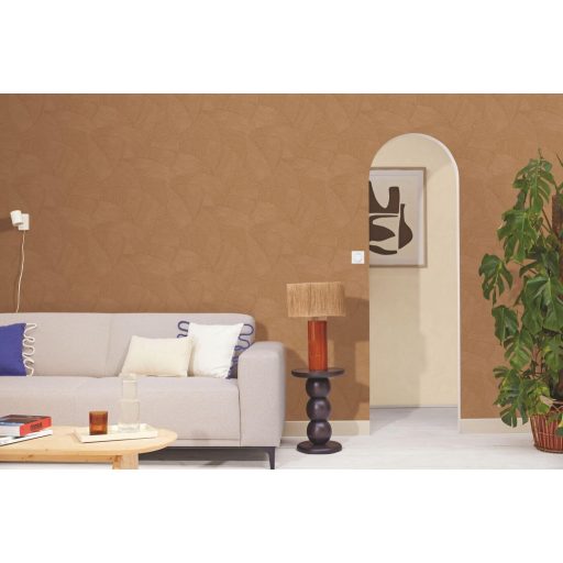 Ősi föld ihlette vonalakkal kialakított geometrikus formák mintája terrakotta és barna/vörösesbarna tónus tapéta