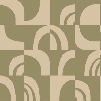   Grafikus geometrikus és hipnotizáló akár lábnyomra emlékeztető ismétlődő 3D minta khakizöld és bézs tónus tapéta