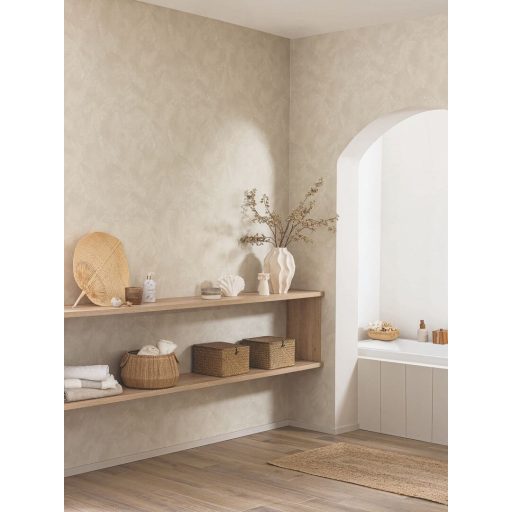 Mediterrán az ásványi anyag ihlette dörzsölt mészfesztés egyszínű minta meleg szürkésbarna tónus tapéta