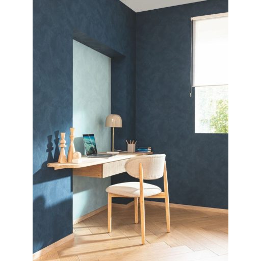 Mediterrán az ásványi anyag ihlette dörzsölt mészfesztés egyszínű minta kék/sötétkék tónus tapéta