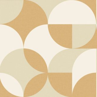   Lekerekített geometriai formák retro jellegű texturált mintája törtfehér homokszín/bézs és sárgásbézs tónus tapéta