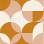 Lekerekített geometriai formák retro jellegű texturált mintája krémfehér hamvas barack és mézbarna/narancs tónus tapéta