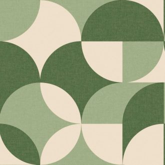  Lekerekített geometriai formák retro jellegű texturált mintája krémfehér avokádózöld és smaragdzöld tónus tapéta