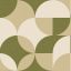 Lekerekített geometriai formák retro jellegű texturált mintája törtfehér zsályazöld és olívzöld tónus tapéta