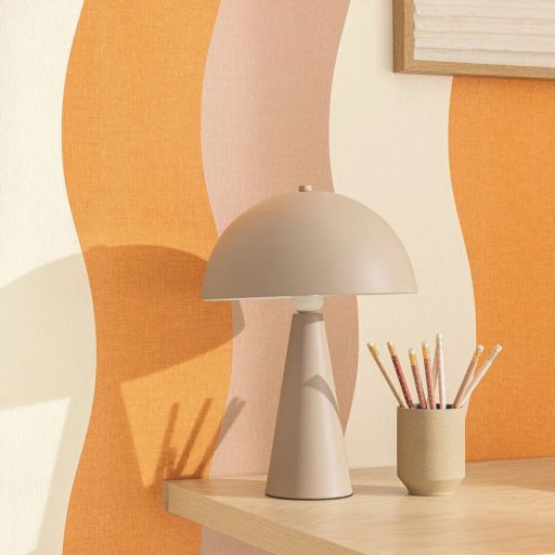 Pszichedelikus hullámfolyam a retro és a béke jegyében krémfehér sárgabarack-narancs és púderrózsaszín tónus tapéta