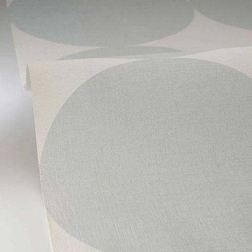 A WOW effektus garantált! XXL méretű körök merész retro mintája törtfehér és mentás vízkék/pasztell türkiz tónus tapéta