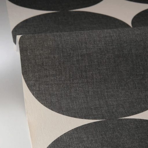 A WOW effektus garantált! XXL méretű körök merész retro mintája törtfehér és sötétszürke/antracit tónus tapéta