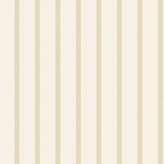   A retro mellé egyenesvonalú elegancia is társul - keskeny csíkozású minta krém/vanília és bézs/karamell tónus tapéta