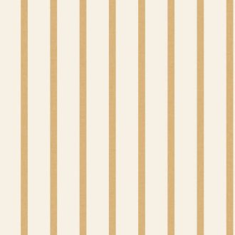   A retro mellé egyenesvonalú elegancia is társul - keskeny csíkozású minta krém/vajszín és aranybarna/mézes mustár tónus tapéta