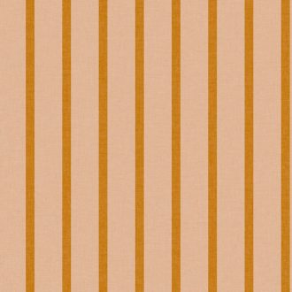   A retro mellé egyenesvonalú elegancia is társul - keskeny csíkozású minta barackos-rózsaszín és mustáros-narancs tónus tapéta