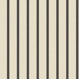  A retro mellé egyenesvonalú elegancia is társul - keskeny csíkozású minta krém/vajszín és antracit tónus tapéta