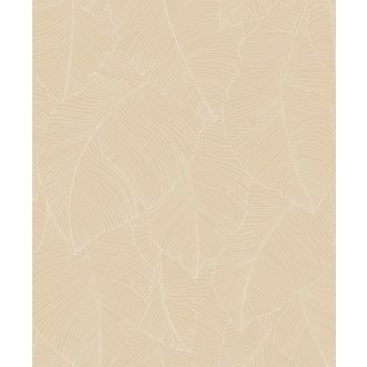   Trópusi elegancia és letisztultság - Banánlevelek organikus kompozíciója bézs/homokszín és fehér tónus tapéta