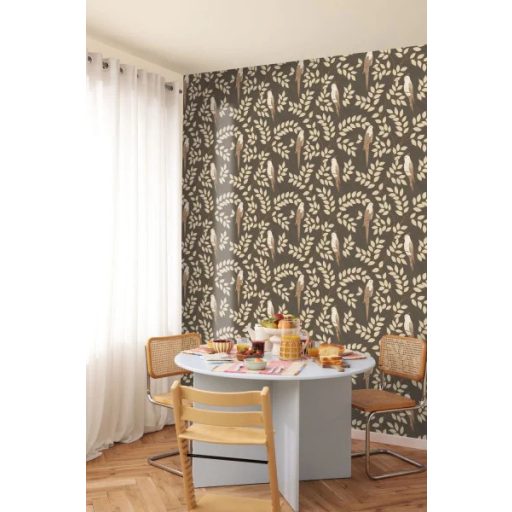 A trópusi képeskönyv legszebb lapja! Leveles ágak papagájokkal szépia barna bézs barna és bézs/világosbarna tónus tapéta