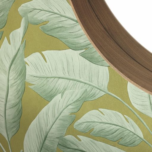 Festett hatású botanikailag hiteles banánlevelek XXL mintája mohaszerű khakizöld/sárgászöld és zöld/levélzöld tónus tapéta