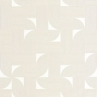   Letisztult elegáns és sugárzó Art deco inspirációjú geometriai minta fehér és arany tónus fémes mintarajzolat tapéta