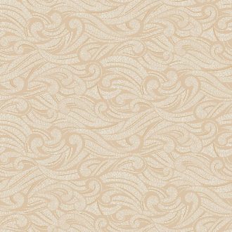   Diszkrét arabeszk díszítés tónusos háttéren bézs/homokszín fehér és aranybarna tónus fémes mintaelemek tapéta