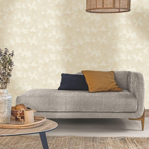 Zen filozófia a falon! Lótuszvirág motívum krém bézs/bézsarany tónus tapéta