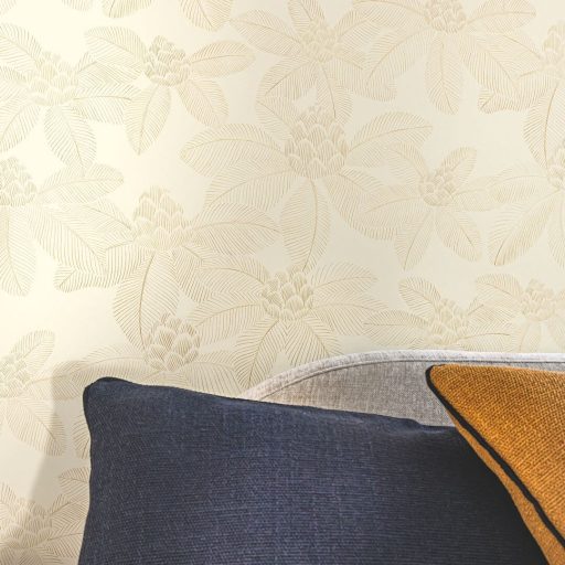 Zen filozófia a falon! Lótuszvirág motívum krém bézs/bézsarany tónus tapéta