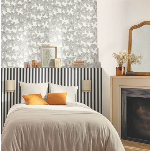 Zen filozófia a falon! Lótuszvirág motívum - monokróm - fehér és fekete tónus tapéta