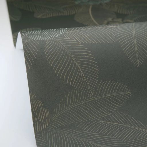 Zen filozófia a falon! Lótuszvirág motívum angolzöld ezüstös-zöld és arany tónus tapéta