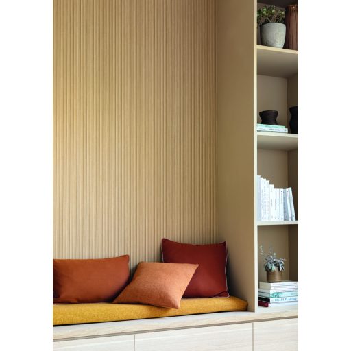 Valódi fa lécek hatását keltő panel mintázat bézs és barna tónus tapéta