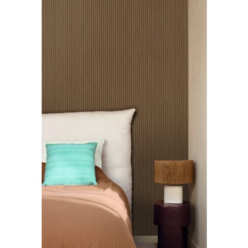 Valódi fa lécek hatását keltő panel mintázat barna és sötétbarna tónus tapéta