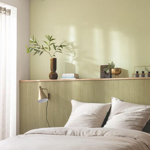 Fa deszkákat utánzó finoman texturált panel minta zöld és sötétbarna tónus tapéta