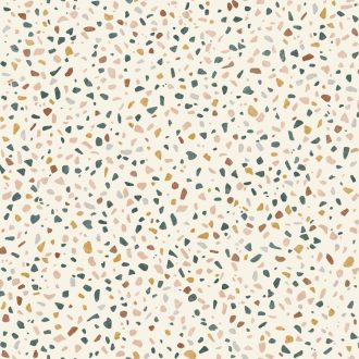   Terrazzo márvány és kőlapok felületét idéző minta világosbézs zöld rózsaszín mustársárga barna és sötétkék tónus tapéta