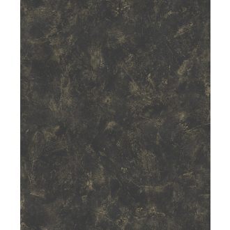   Természetes mész hatású texturált diszkrét fémes minta antracit/fekete és arany tónus tapéta