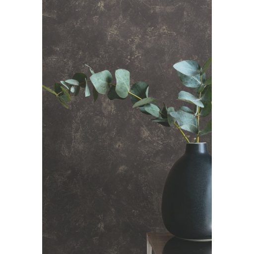 Természetes mész hatású texturált diszkrét fémes minta antracit/fekete és arany tónus tapéta