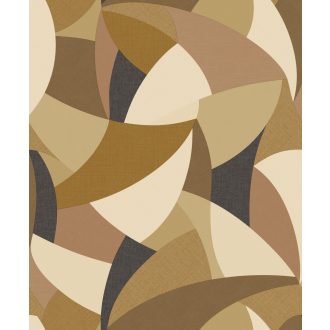   Művészi karakter és modern ritmus - patchwork minta krém bézs karamell és fekete tónus tapéta