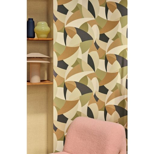 Művészi karakter és modern ritmus - patchwork minta bézs törtfehér homokszín olívzöld és antracit tónus tapéta