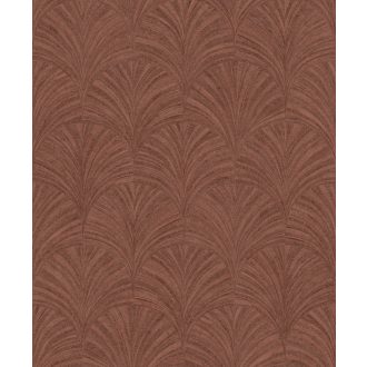   Intarziaszerű palmetta motívumok finom Art deco mintája gránátvörös tónusok finom fény tapéta