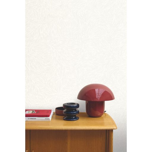 Lágyan hullámzó háromdimenziós vonalak organikus mintája matt fehér és ezüst tónus tapéta