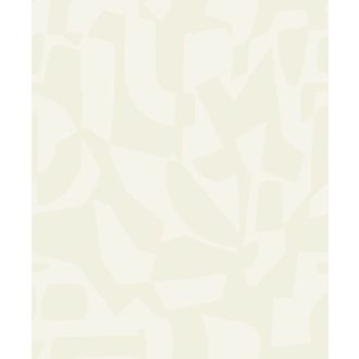   Tört alakzatokból építkező absztrakt művészi minta gyöngyházfényű fehér és krémes opál tónus tapéta