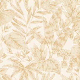   Finom botanikai minta eleganciával és természetességgel krém bézs és bézsarany tónus tapéta