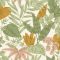 Finom botanikai minta eleganciával és természetességgel krémfehér zsályazöld okker és rózsaszín/mályva tónus tapéta