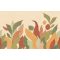 Absztrakt levél és virágkompozíció az organikus formák könnyedségével "L" terrakotta mustársárga olívzöld és krém tónus falpanel